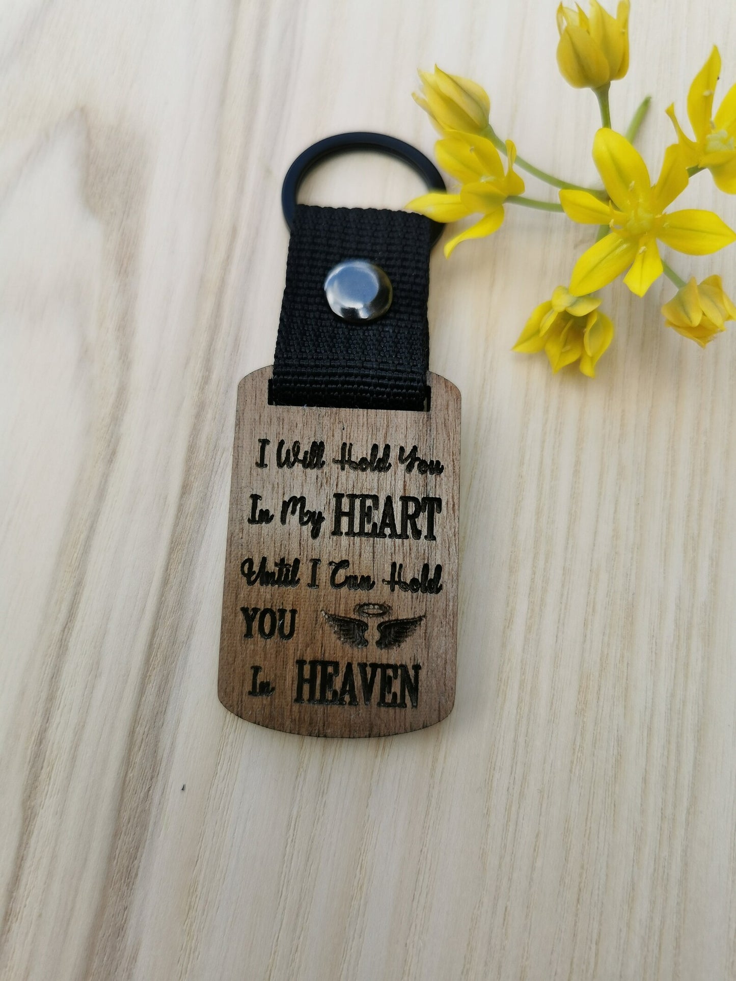 Keyring - Keychains Personalised Strap and Keyring (Walnut & Bamboo 5 mm)