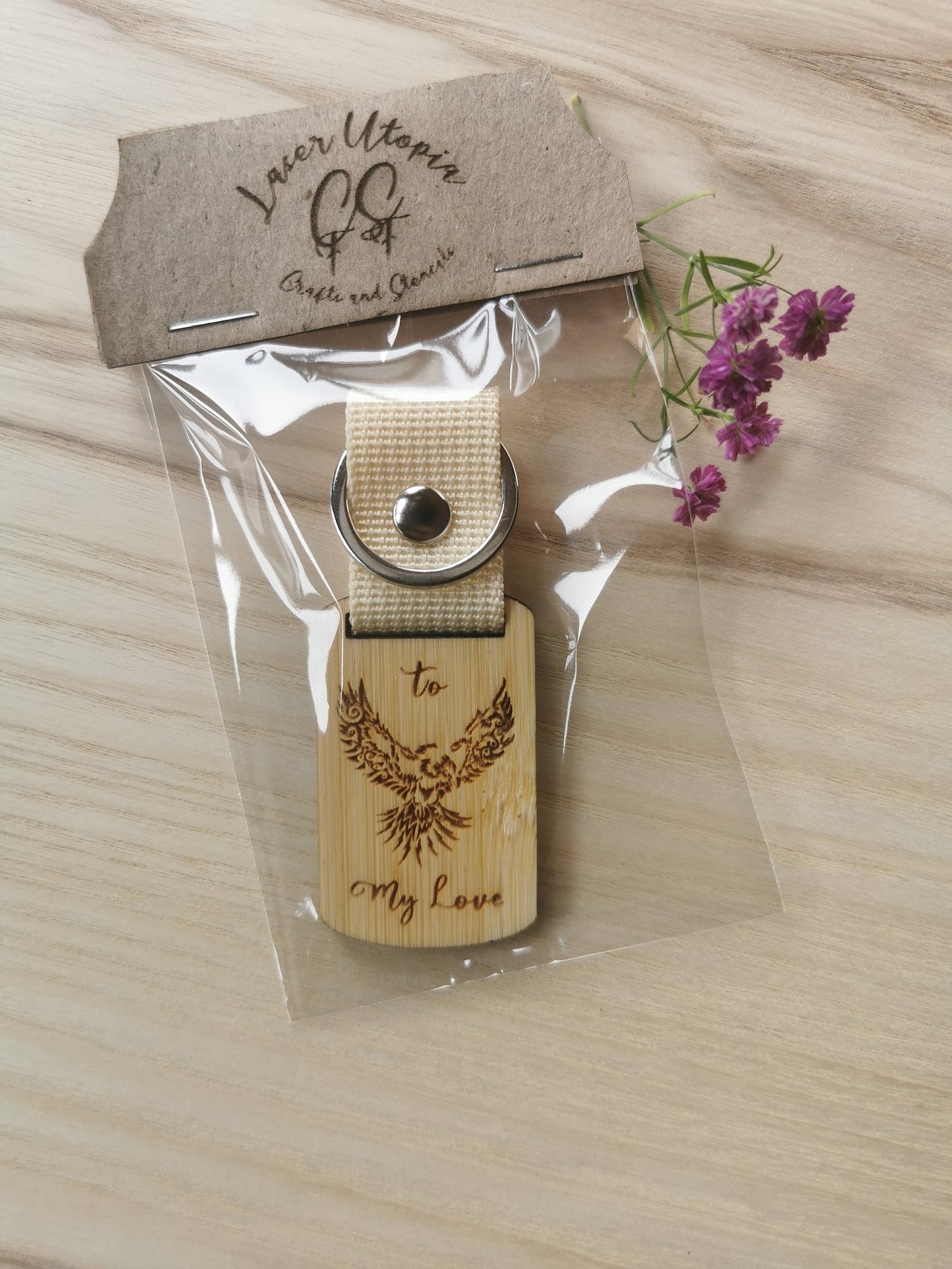 Keyring - Keychains Personalised Strap and Keyring (Bamboo 5 mm)