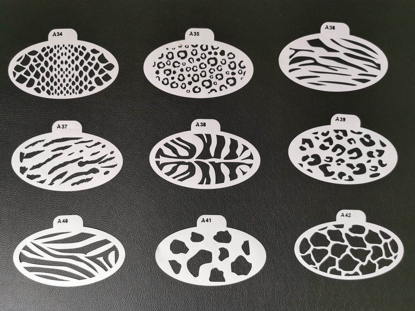 Stencil Set - 9 stencils - For Airbrush Body and Face Painting - Animal skins