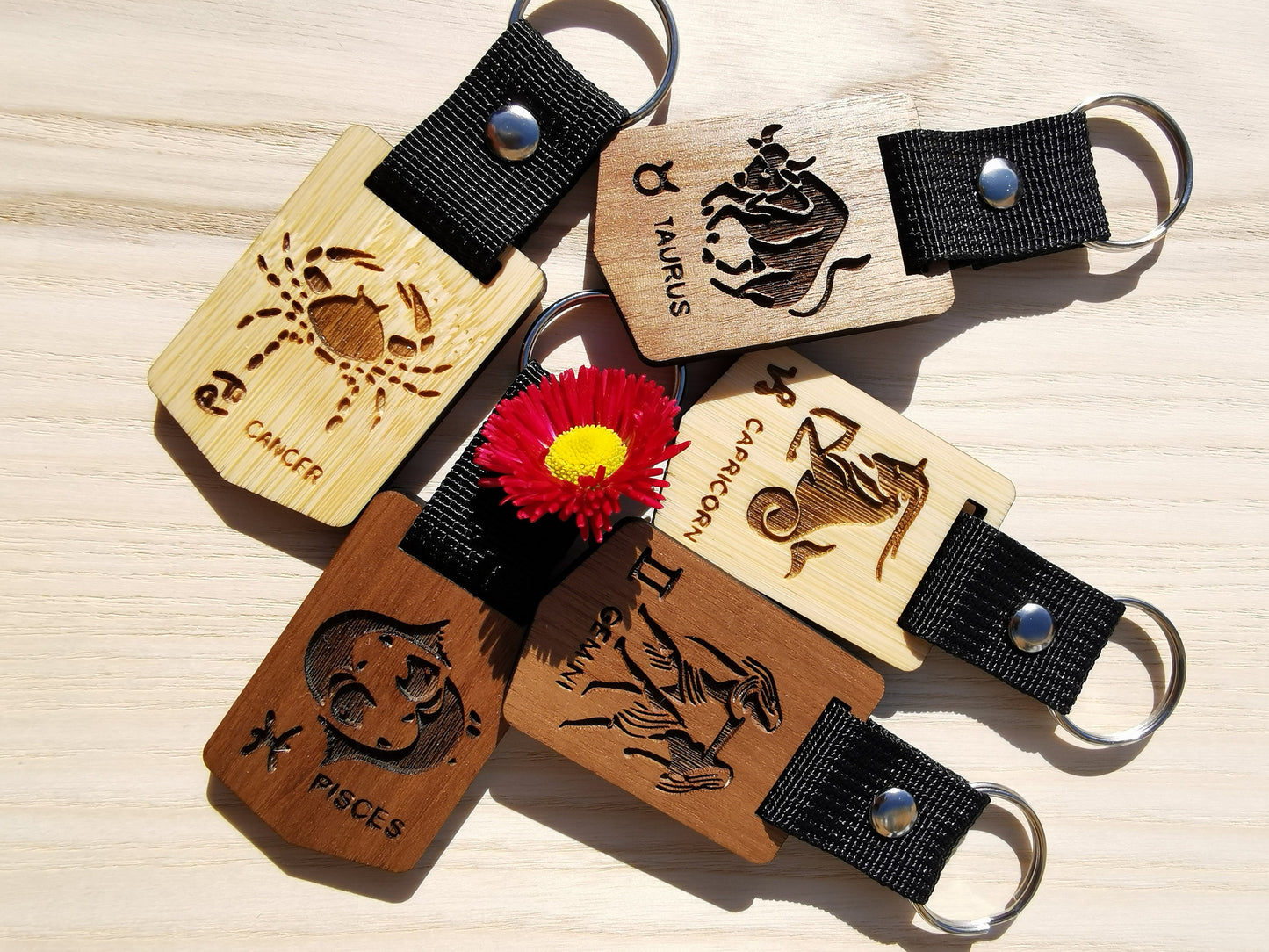 Horoscope Key ring - Keychains (Walnut & Bamboo 5 mm)