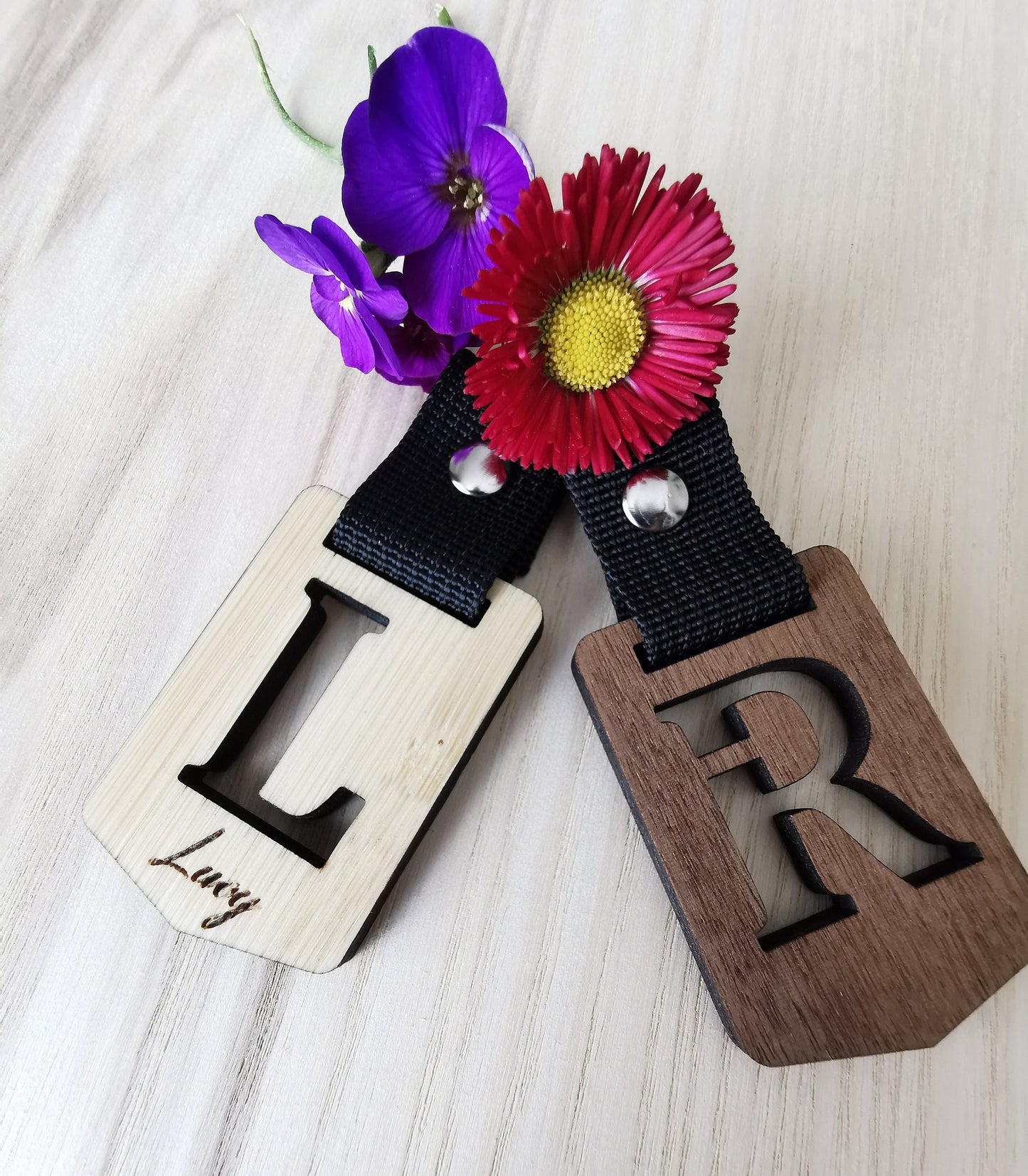 Personalised Letter Keyring-Keychains  (Walnut & Bamboo 5mm)