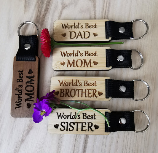 Family Gift Keyring-Keychains (Walnut & Bamboo 5mm)