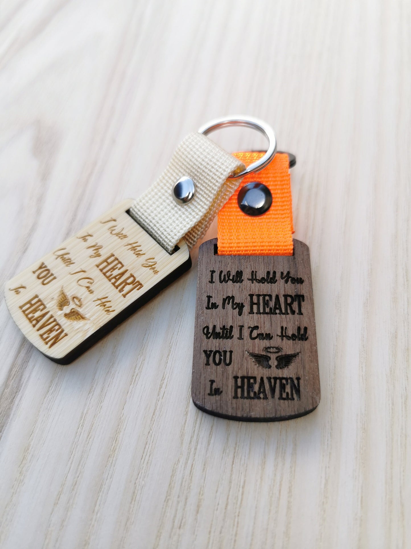 Keyring - Keychains Personalised Strap and Keyring (Walnut & Bamboo 5 mm)