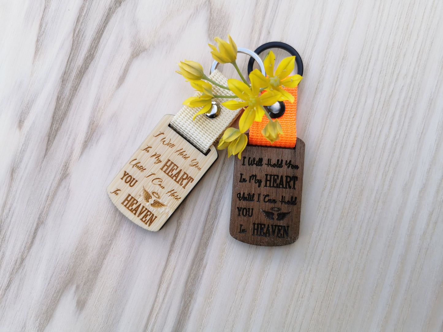 Keyring - Keychains Personalised Strap and Keyring (Walnut & Bamboo 5 mm)