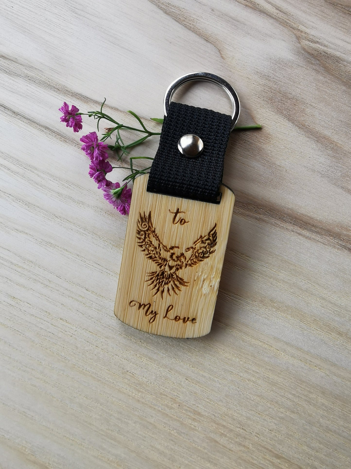 Keyring - Keychains Personalised Strap and Keyring (Bamboo 5 mm)