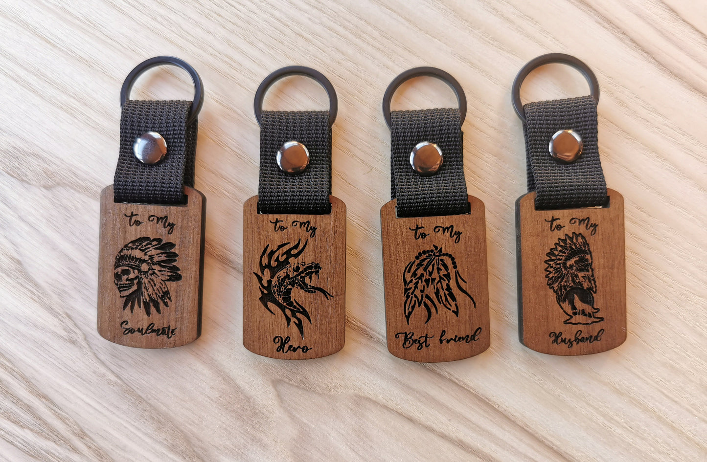 Keyring - Keychains Personalised Strap and Keyring (Walnut 5 mm)