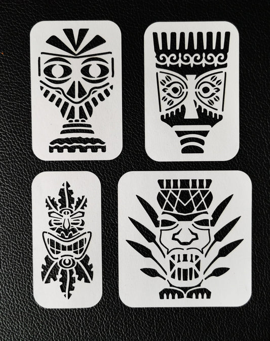 Tiki Stencils Set , Body and Face Painting (190 Mylar)